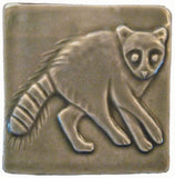 Racoon 4"x4" Ceramic Handmade Tile - Gray Glaze