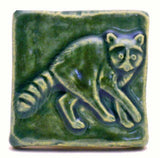 Raccoon 2"x2" Ceramic Handmade Tile - Leaf Green Glaze
