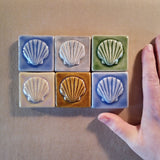 Scallop 2"x2" Ceramic Handmade Tile - Multi  Glaze