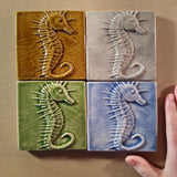 Seahorse 4"x4" Ceramic Handmade Tile - Multi Glaze Group