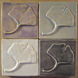 Single Ginkgo 4"x4" Ceramic Handmade Tile - multi