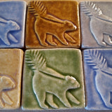Skunk 2"x2" Ceramic Handmade Tile - Multi Glaze Close Up