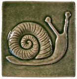 Snail 4"x4" Ceramic Handmade Tile - Spearmint Glaze