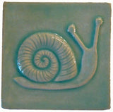 Snail 4"x4" Ceramic Handmade Tile - Pacific Blue Glaze