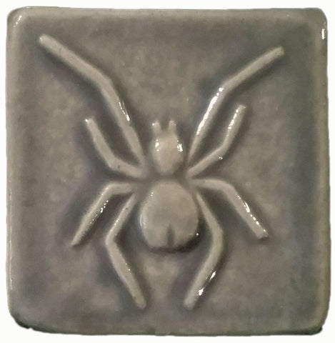 Spider 2"x2" Ceramic Handmade Tile - Gray Glaze