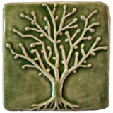 Spring Oak 4"x4" Ceramic Handmade Tile - Spearmint Glaze