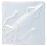 Squid 4"x4" Ceramic Handmade Tile - White Glaze