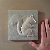 Squirrel 6"x6" Ceramic Handmade Tile -Celadon Glaze