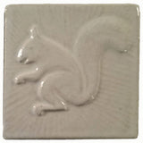 Squirrel 2 Facing Left 4"x4" Ceramic Handmade Tile - White Glaze