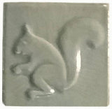 Squirrel 2 Facing Left 4"x4" Ceramic Handmade Tile - Celadon Glaze