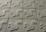 Squirrel 2 Facing Left 4"x4" Ceramic Handmade Tile - White Glaze Grouping