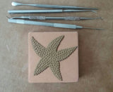 starfish 3"x3" Ceramic Handmade Tile - process photo