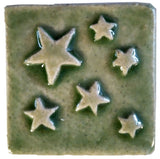 stars 2"x2" Ceramic Handmade Tile - Spearmint Glaze
