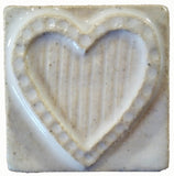Striped Heart 2"x2" Ceramic Handmade Tile - White Glaze