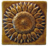 Sunflower 3"x3" Ceramic Handmade Tile - Honey Glaze