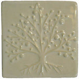 The Tree Of Life 4"x4" Ceramic Handmade Tile - White Glaze
