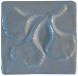 Triple Ginkgo Leaf 3"x3" Ceramic Handmade Tile - Celadon Glaze
