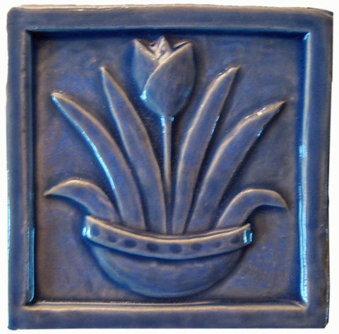 Tulip 6"x6" Ceramic Handmade Tile - Watercolor Blue Glaze