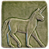 Unicorn 4"x4" Ceramic Handmade Tile - Spearmint Glaze