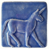 Unicorn 4"x4" Ceramic Handmade Tile - Watercolor Blue Glaze