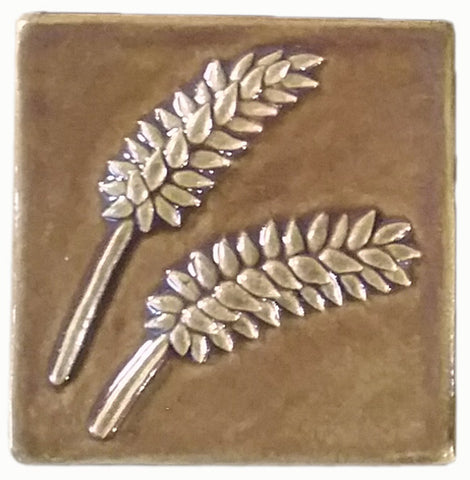 Wheat 4"x4" Ceramic Handmade Tile - Honey Glaze