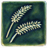 Wheat 4"x4" Ceramic Handmade Tile - Leaf Green Glaze