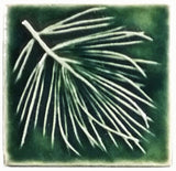 White Pine 4"x4" Ceramic Handmade Tile - Leaf Glaze