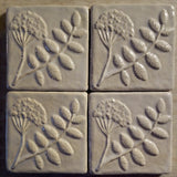 Wildflower 4"x4" Ceramic Handmade Tile - White Glaze Grouping