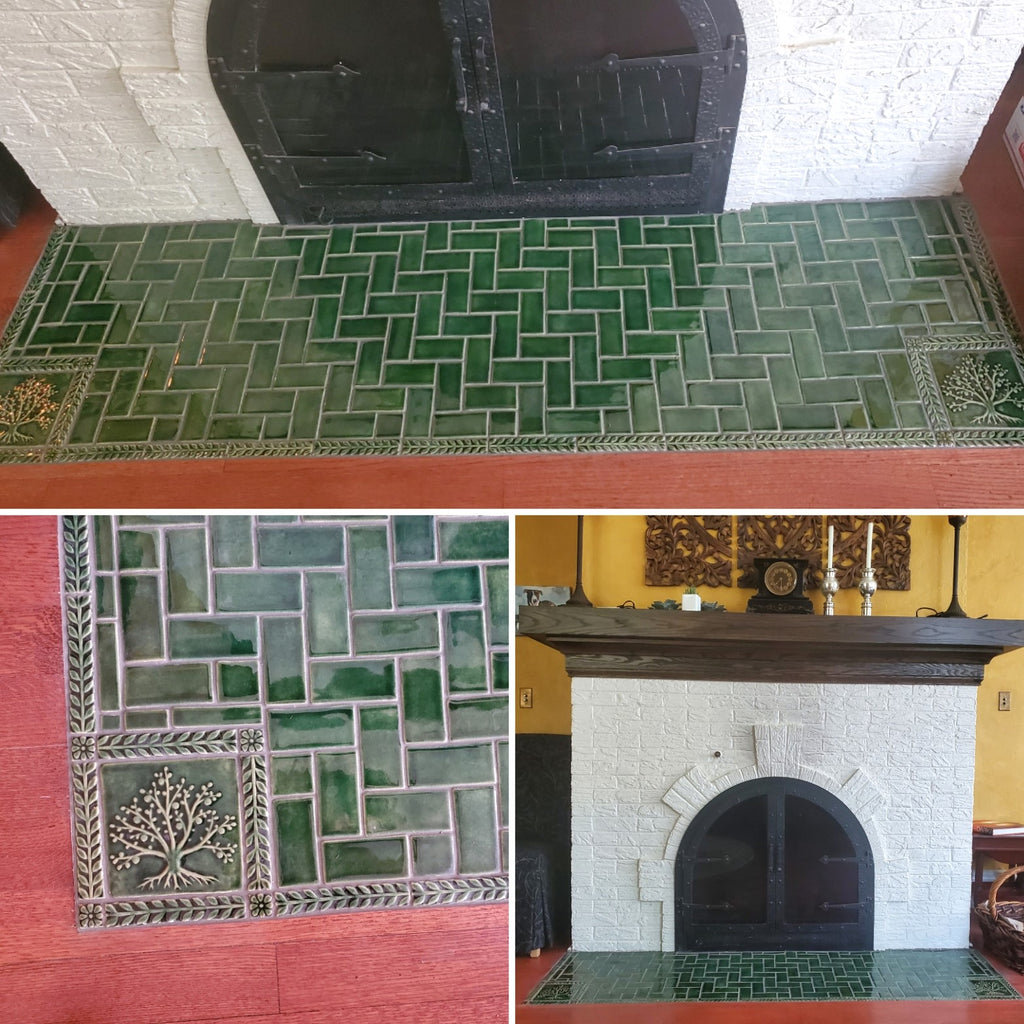 Vintage Elegance: A Timeless Blend of Green Handmade Tree Tiles and a ...