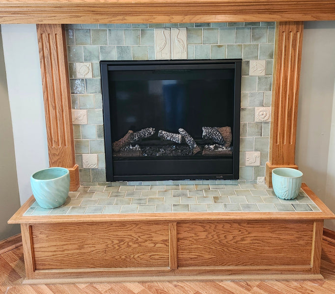 Celadon Tile Fireplace at Green Heron Pond