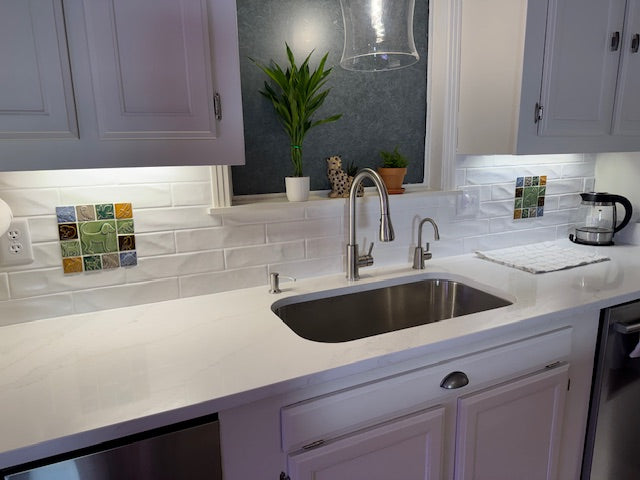 Seven Handmade Tile Panels in a Mississippi Kitchen
