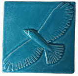 Hawk 4"x4" Ceramic Handmade Tile - Blue Isle glaze