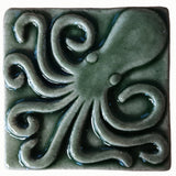Octopus 3"x3" Ceramic Handmade Tile - spearmint glaze