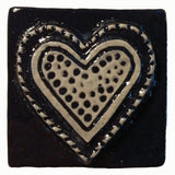 Fancy Heart 2"x2" Ceramic Handmade Tile - Night Sky Glaze