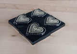 Fancy Heart 2"x2" Ceramic Handmade Tile - Night Sky Glaze Edge View