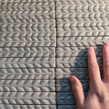 Leaves 1"x6" Border Ceramic Handmade Tiles - Celadon Glaze size reference