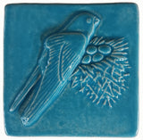 Nesting Swift 4"x4" Ceramic Handmade Tile - blue isle glaze