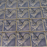 Rooster 4"x4" Ceramic Handmade Tile - Hyacinth Glaze Grouping
