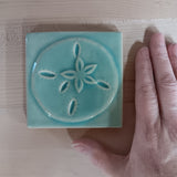 Sand Dollar 4"x4" Ceramic Handmade Tile - Pacifc Blue Glaze