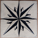 Starburst Medallion, Four 4"x4" Ceramic Handmade Tiles- night Sky Glaze