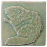 Beaver 4"x4" Ceramic Handmade Tile - Pacific Blue  Glaze