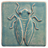 Cicada 4"x4" Ceramic Handmade Tile - Blue Isle Glaze