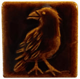 Crow Ceramic Handmade Tile - Amber Brown Glaze