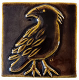 Crow 4"x4" Ceramic Handmade Tile - amber brown glaze