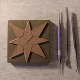 Eight Pointed Star 4"x4" Ceramic Handmade Tile - sculpting process