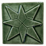 Eight Pointed Star 4"x4" Ceramic Handmade Tile - spearmint glaze