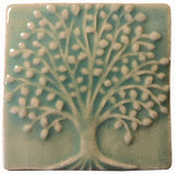 Elm Tree 4"x4" Ceramic Handmade Tile - Pacific Blue Glaze
