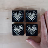 Fancy Heart 2"x2" Ceramic Handmade Tile - night Sky Glaze Grouping