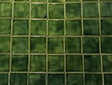 Handmade Ceramic Field Tile 4"x4" - leaf green grouping