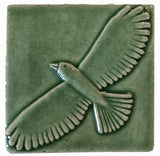 Hawk 4"x4" Ceramic Handmade Tile - Spearmint Glaze